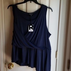 NWT REBEL WILSON BLUE PULLOVER BLOUSE SZ 2X